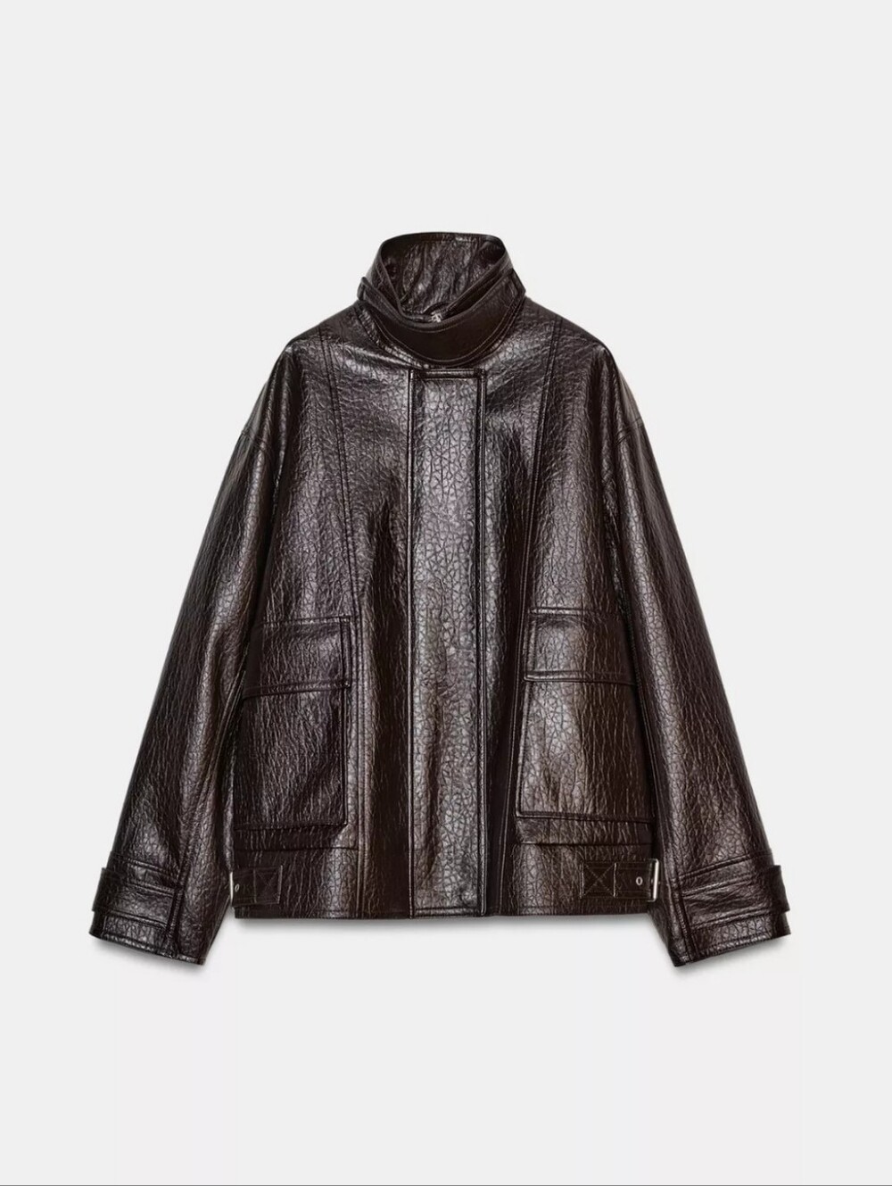 ZARA FAUX LEATHER JACKET BROWN NEW - Picture 6 of 8